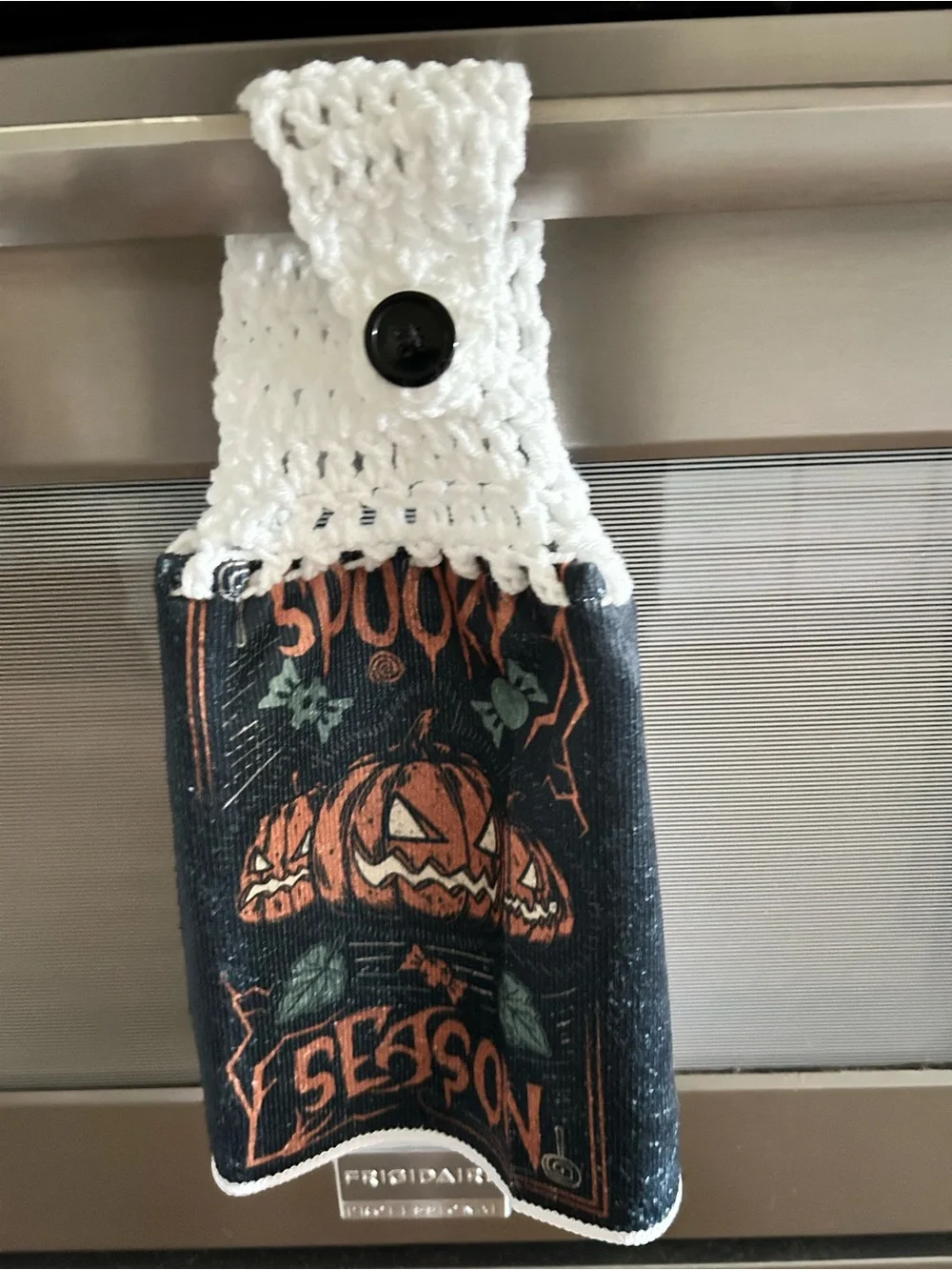 Hand Crafted Halloween Spooky Season Pumpkin Hanging Hand Towel - Black & Orange